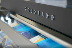 Wide format printer producing a high-resolution large-scale image