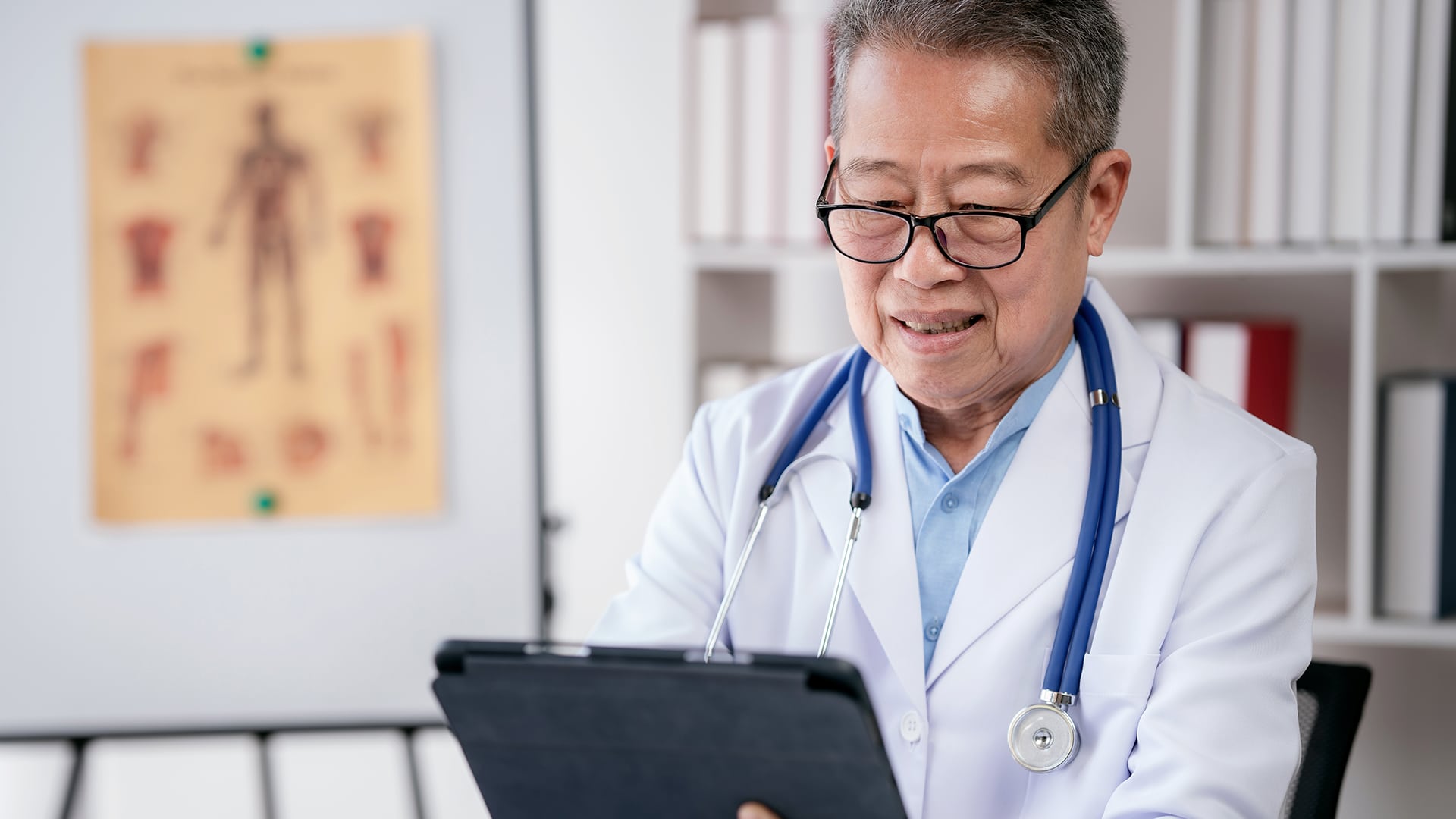 Doctor using secure system for healthcare data governance